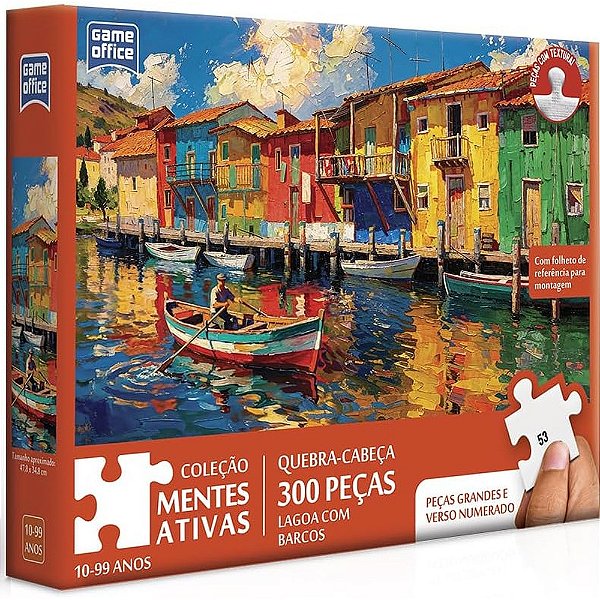 Quebra-Cabeça Mentes Criativas Lagoa com Barcos - 300 Peças - Game Office