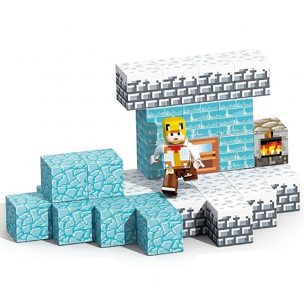 Blocos de Montar Magnético Pixel World: Ice House Adventure 32 Peças - Sembo Block