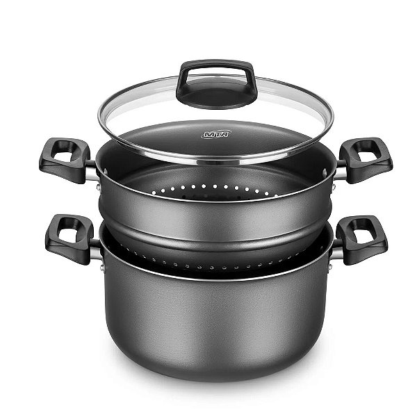 Panela Cozivapor Cristal - Grafite - 20cm - MTA