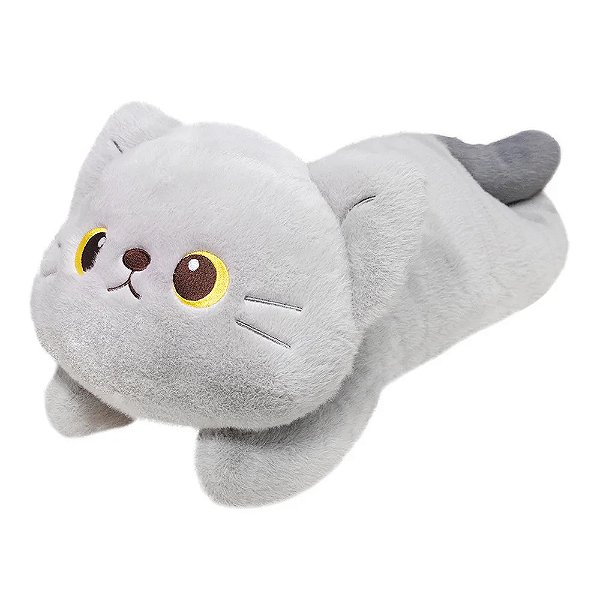Pelúcia Gato Deitado 50cm - Cinza - CAA Toys