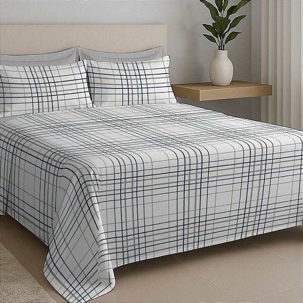 Jogo de Cama Premium Queen - Grid - 200 Fios - Estamparia