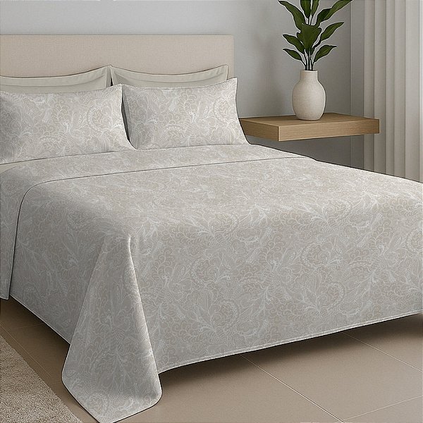 Jogo de Cama Premium Solteiro - Arabesco - 200 Fios - Estamparia