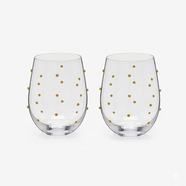 Jogo de Copos Dots Dourados - 530ml - 2 Peças - Mabruk