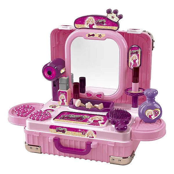 Maleta de Maquiagem Fashion Penteadeira 2 em 1 - DM Toys