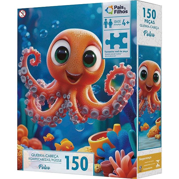 Quebra-Cabeça Polvo - 150 peças - Pais e Filhos
