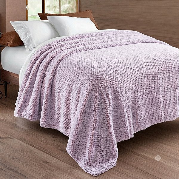 Manta Flannel Bouclé Golden - Casal - Lavanda - Rozac