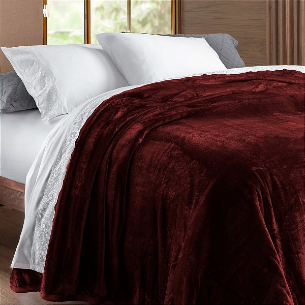 Manta Flannel Golden - Queen - Vermelho - Rozac