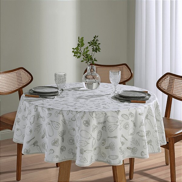 Toalha de Mesa Redonda Athenas 4 Lugares - Legumes - Döhler Clean