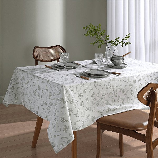 Toalha de Mesa Quadrada Athenas 4 Lugares - Legumes - Döhler Clean