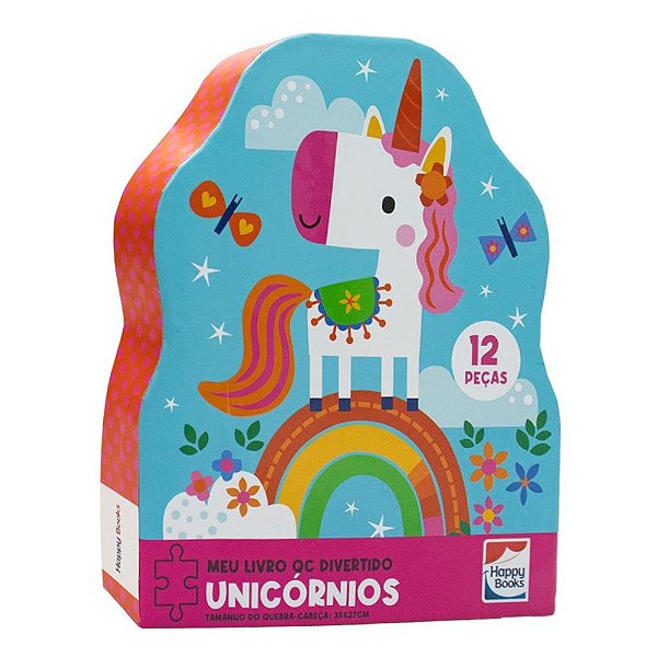 Meu Livro Quebra-Cabeça Divertido Unicórnios 12 Peças - Happy Books