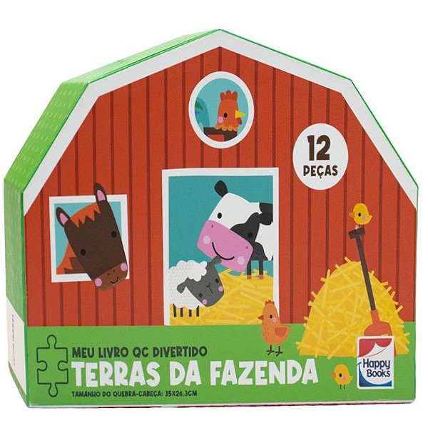 Meu Livro Quebra-Cabeça Divertido Terras da Fazenda 12 Peças - Happy Books