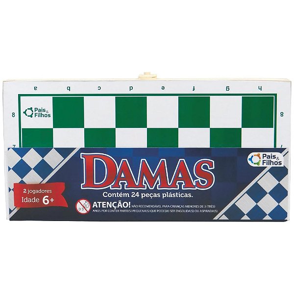 Jogo Damas com Tabuleiro de Madeira - Pais e Filhos
