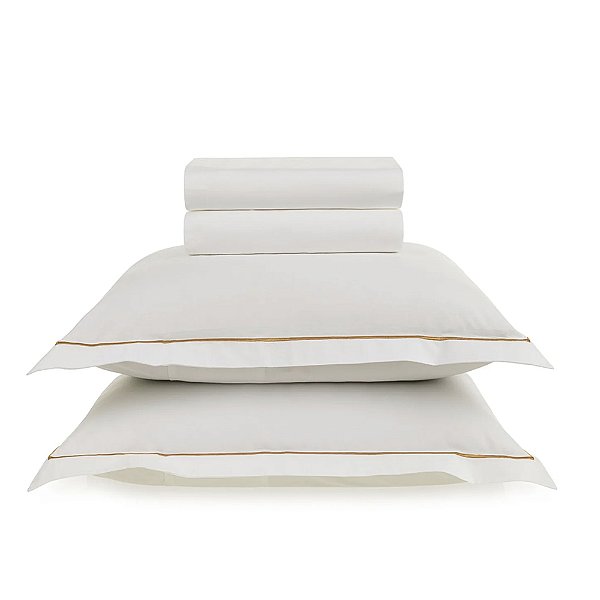 Jogo de Cama Deliz 200 Fios - Branco/Jaspe - Queen - 4 Peças - Karsten