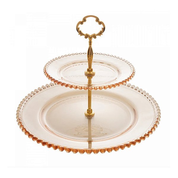 Prato Duplo para Doces Pearl Cristal Âmbar - 32cm - Wolff