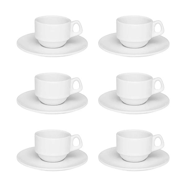 Jogo de Xícaras de Café Empilháveis - 12 Peças - Oxford