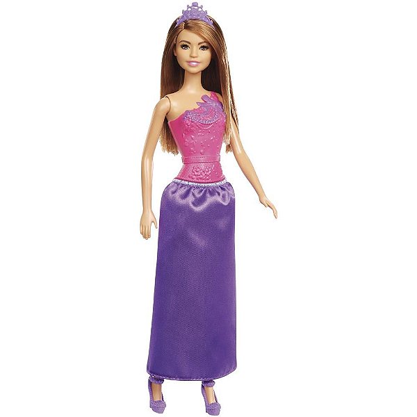 Boneca Barbie Princesa Básica Morena - Rosa e Roxo - Mattel