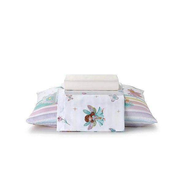 Jogo de Cama Infantil 150 Fios - Fadas - 3 Peças - Döhler