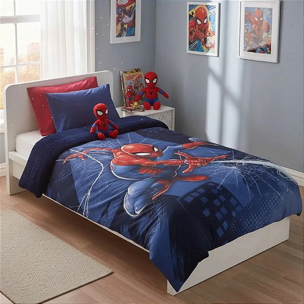 Edredom Sherpa Solteiro Spider Man - Lepper
