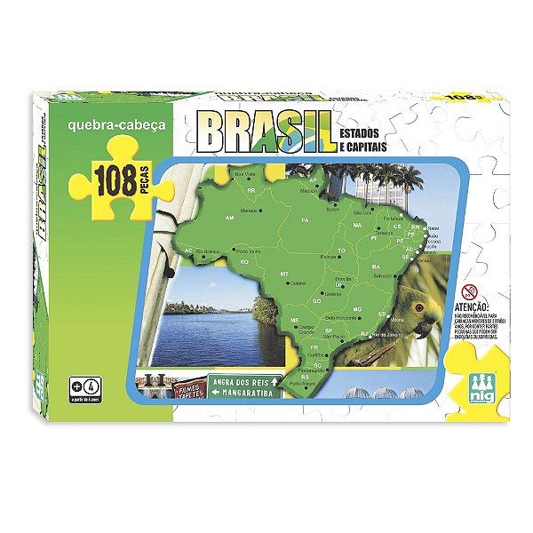 Quebra-Cabeça Brasil Estado e Capitais - 108 Peças - Nig
