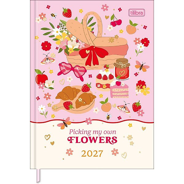 Agenda Costurada Diária Charme 2027 - Rosa - Tilibra
