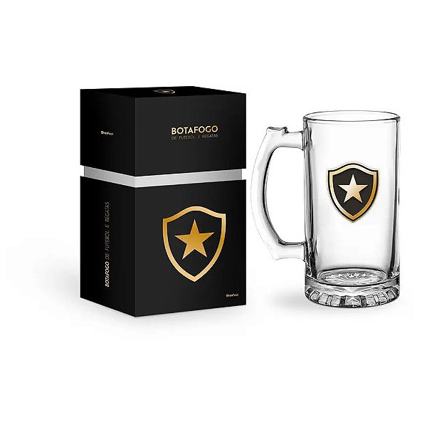 Caneca de Vidro Berlim Iron Série Ouro 480ml - Botafogo - Brasfoot