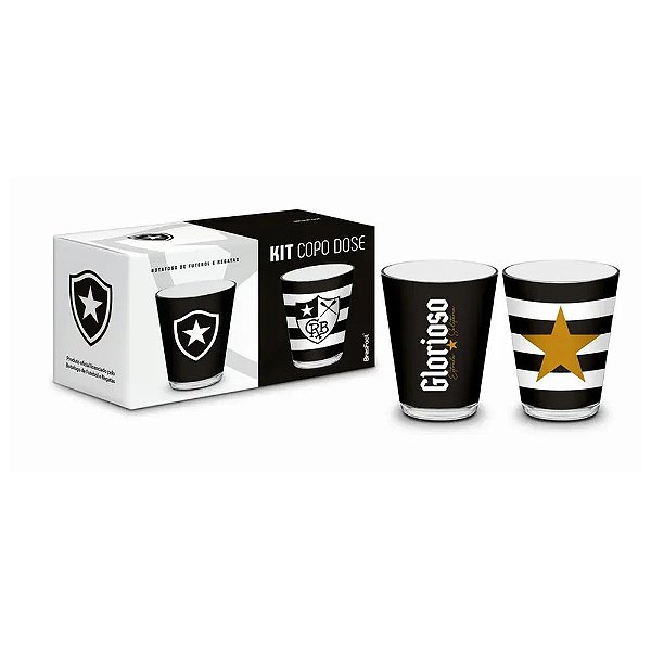 Jogo de Copos de Dose 2 Peças 55ml - Botafogo - Brasfoot