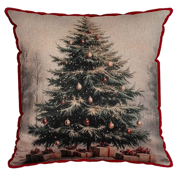 Almofada Natalina com Cordonê - Árvore de Natal 445578 - 43x43cm - Belchior
