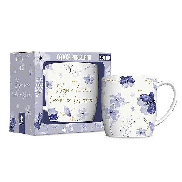 Caneca de Porcelana Urban Seja Leve 300ml - Brasfoot