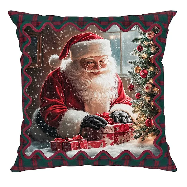 Capa para Almofada Natalina - Papai Noel 445557 - 43x43cm - Belchior