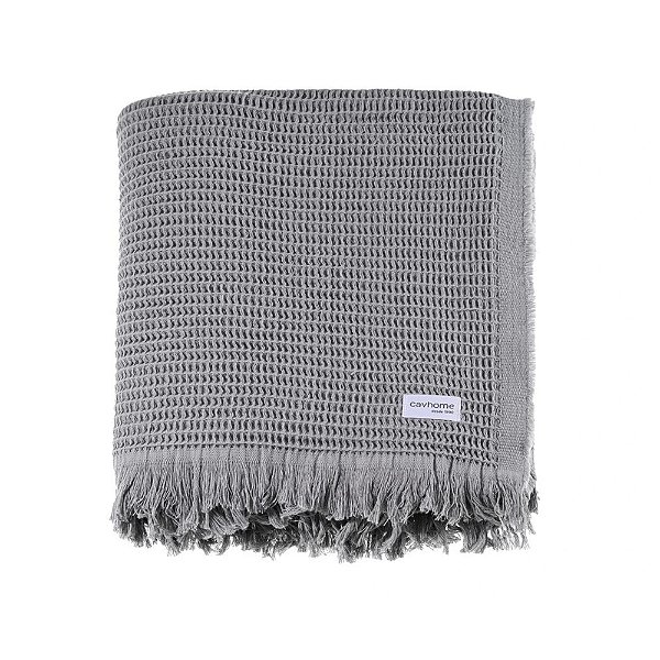 Manta Decorativa Comfort Piquet Casal - Grafite - Cavhome