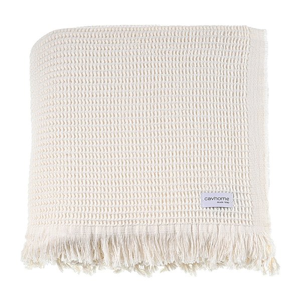 Manta Decorativa Comfort Piquet Casal - Pérola - Cavhome