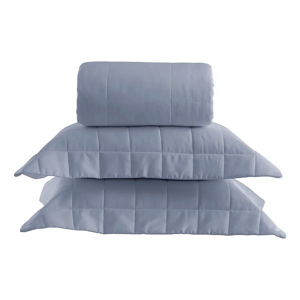 Jogo de Colcha Satinée Square Queen 300 Fios - Blue Jeans - Kacyumara