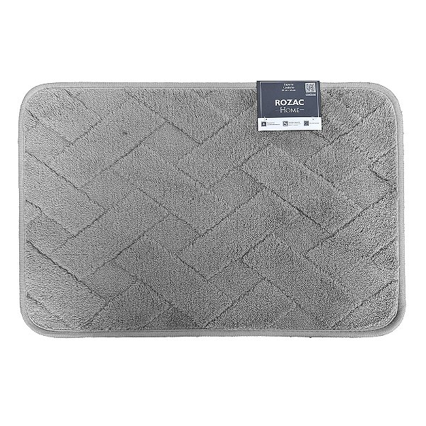 Tapete Tijolinho Conforto Antiderrapante - 38cmX58cm - Cinza - Rozac