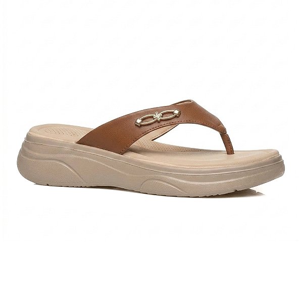 Chinelo Feminino em Couro Nature Conforto - Marrom - Pegada