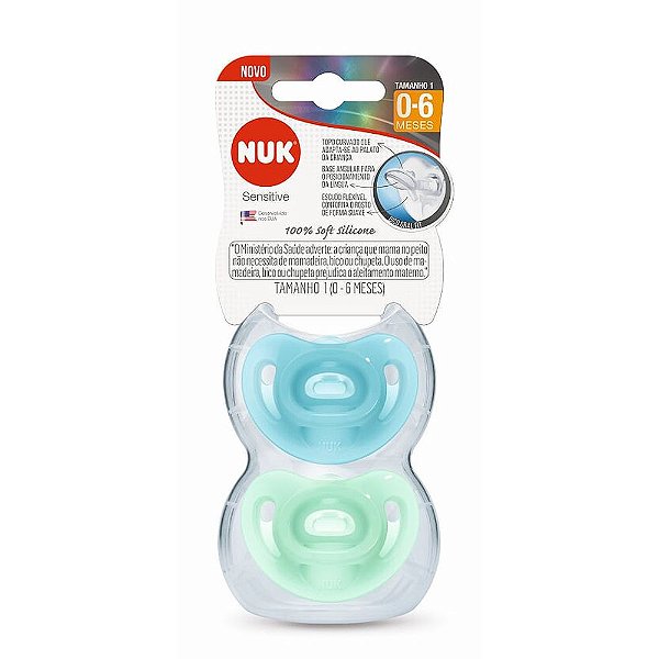 Kit Chupetas Sensitive Fase 2 - Azul e Verde - Nuk