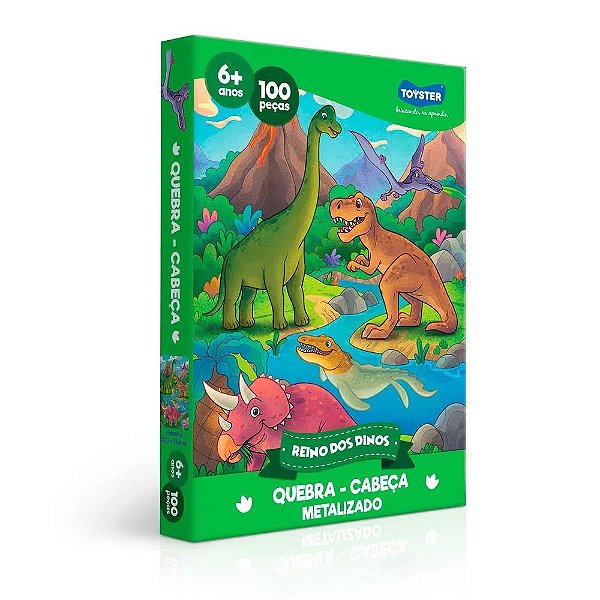 Quebra-Cabeça Reino Dinos Metalizado - 100 peças - Toyster