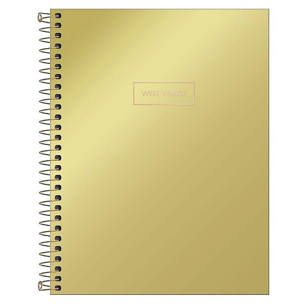Caderno Colegial West Village Metalizado - Dourado - 160 Folhas - Tilibra