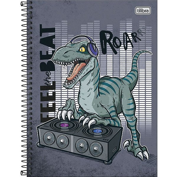 Caderno Raptor - Dino DJ - 80 Folhas - Tilibra