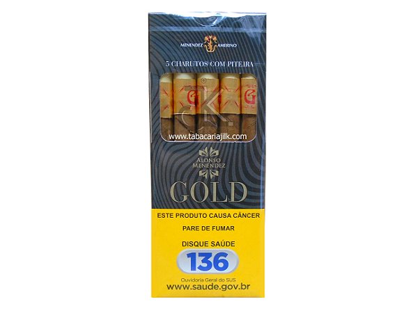 Cigarrilha Alonso Menendez Gold Com Piteira C/5