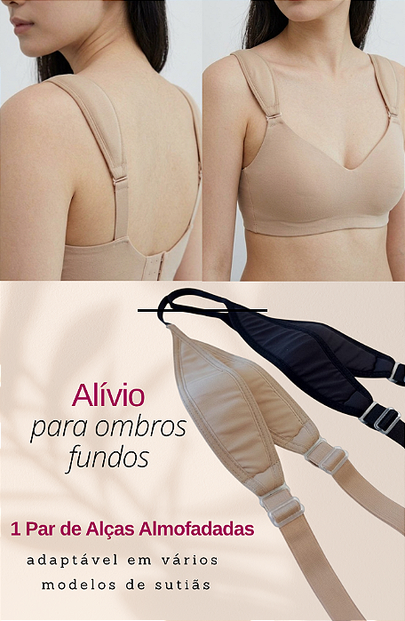 1 Par de Alças Almofadadas para Sutiãs- Bege ou Preto