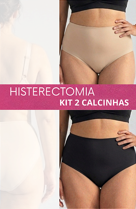Kit 2 Calcinhas Lara — Órtese Pós-Histerectomia (Preto/Bege)