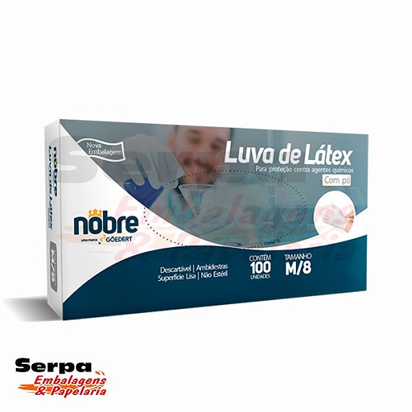 Luva Látex com Pó - Caixa com 50 Pares - NOBRE