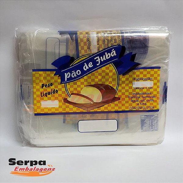 Saco Plástico para Pão com Impressão Pão de  Fubá