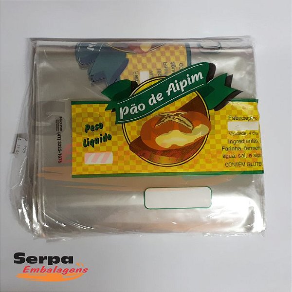 Saco Plástico para Pão com Impressão Pão de Aipim