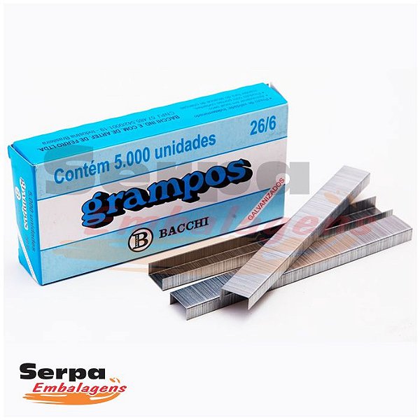 Grampo 26/6 GALVANIZADO com 5000 unidades - BACCHI