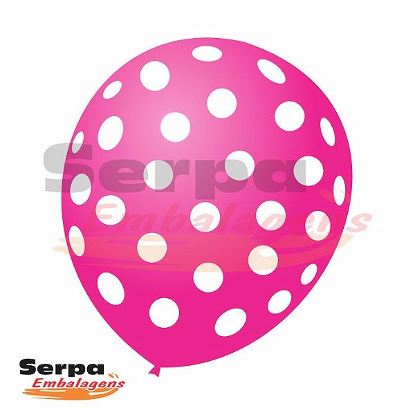 Balão n°10 Rosa Forte com bolinha Branca - Pacote com 25 unidades