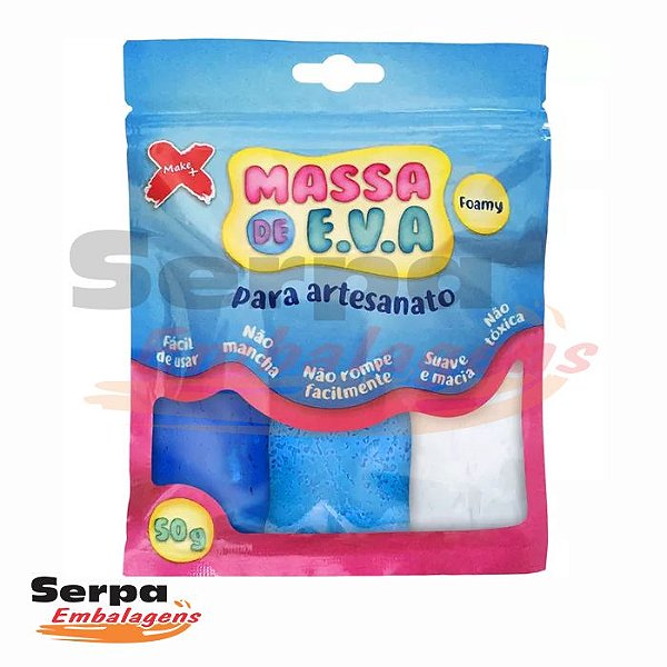 Massa de E.V.A para Artesanato 50g – 3 Cores - Azul Escuro, Azul Claro e Branco