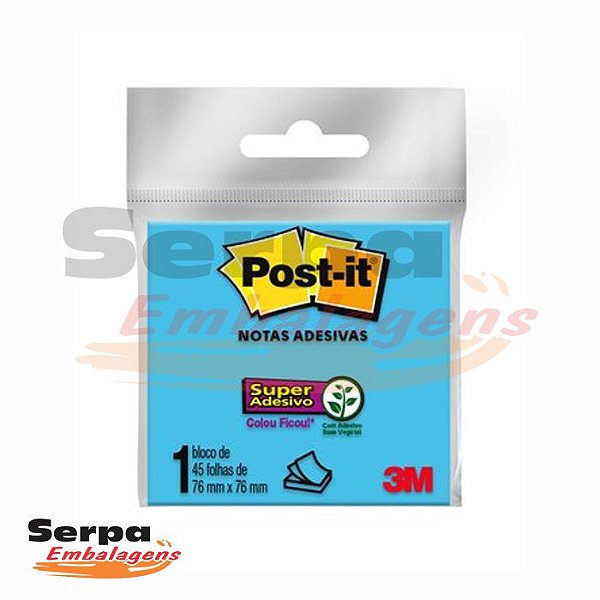 Bloco de Anotações Post-it 76x76mm - Azul 45 Folhas