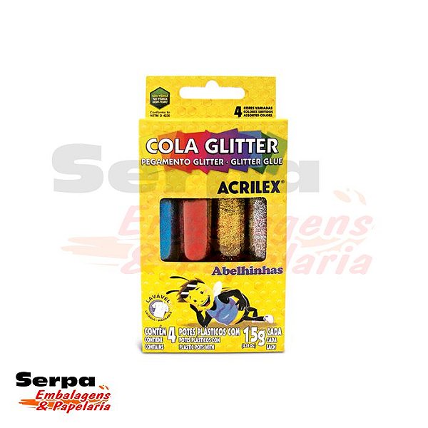 COLA GLITTER 15gr - Com 4 Cores