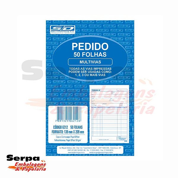 Talão de Pedido 1-18 com 50 Folhas - 139x209 mm